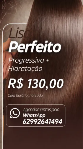 Progressiva e hidratação qualquer tamanho cabelo feminino 130,00