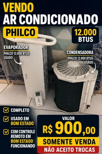 AR CONDICIONADO PHILCO 12.000 BTUS COM CONTROLE