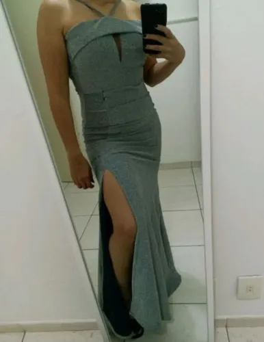 Vestido de festa prata