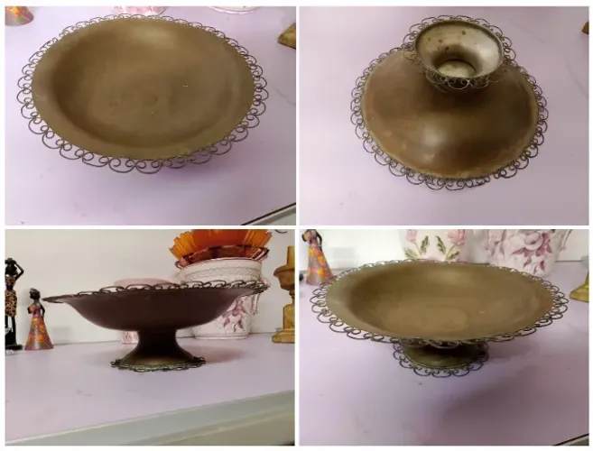 Fruteira pé alto centro de mesa antiga marchetti prata 90