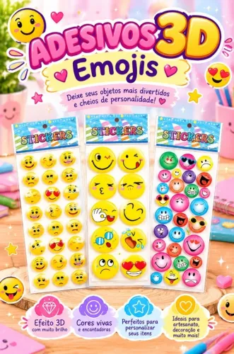 02 Cartelas De Adesivos 3d Carinha Feliz Smile Bolha Relevo
