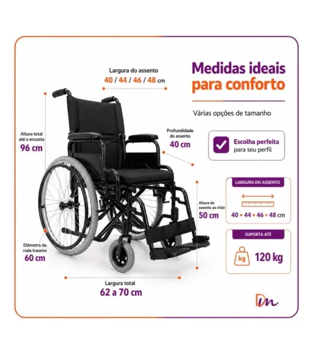 Cadeira De Rodas Dobrável Modelo D400 Até 120 Kg - Dellamed