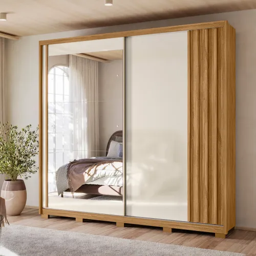 Guarda Roupa Dhara Moval, 02 Portas deslizantes e 03 Gavetas - Entrega Imediata;