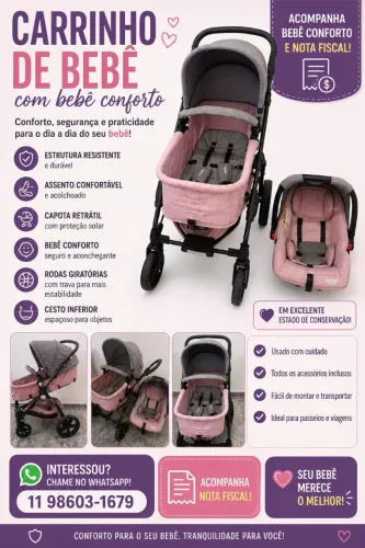 Carrinho e bebê conforto