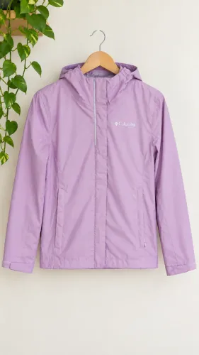 Jaqueta Columbia Infantil XS 6/7 Anos Rosa com Capuz - Seminova
