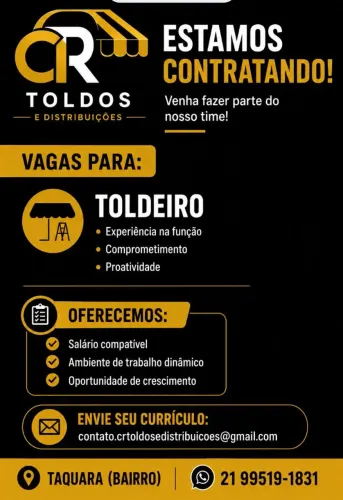 VAGA PARA TOLDEIROS