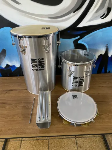 Kit Instrumentos Percussão Pagode Samba Pandeiro Reco Reco Repique Rebolo