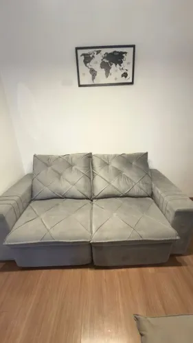 Sofá Retrátil e Reclinável Sylvia Design - 2m - Veludo Cinza 