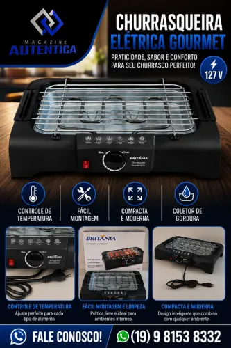 CHURRASQUEIRA ELETRICA GOURMET BRITANIA (1CH-26)