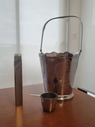 Balde de Gelo Inox com dosador e pegador de gelo