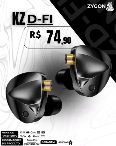 [NOVO] Fone de Ouvido KZ D-FI Profissional - Garantia 45 Dias