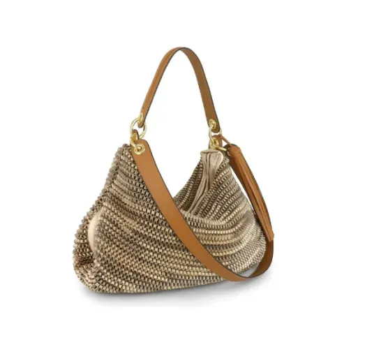 Bolsa Hobo Grande Luz da Lua Madras Ouro em Couro Legítimo Trançado Ref. 10004098 Original
