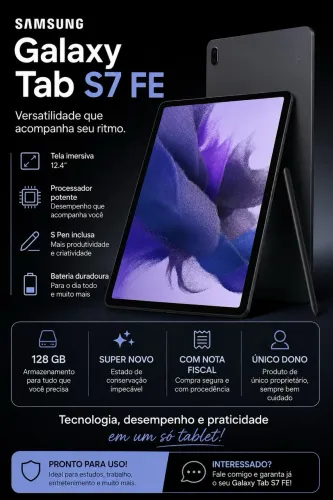 Samsung Galaxy Tab S7 FE - 128 GB | Preto | Estado de Novo