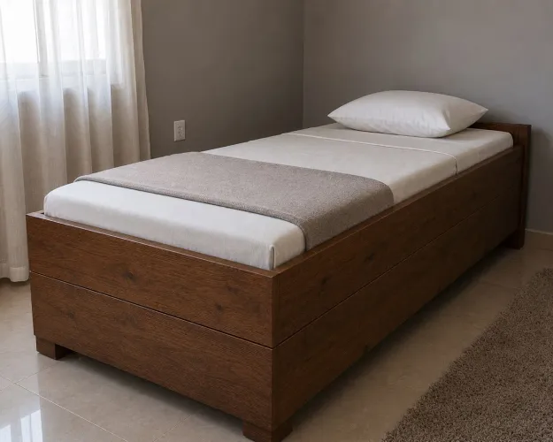Cama de solteiro em madeira maciça (nova)
