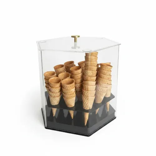 Expositor de casquinhas de sorvete e gelato