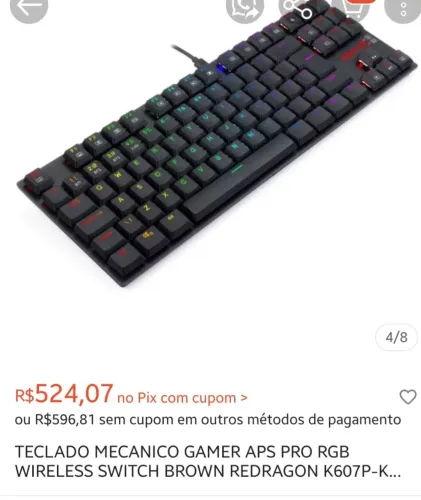 Teclado gamer redragon kumara pro RGB bluetooth