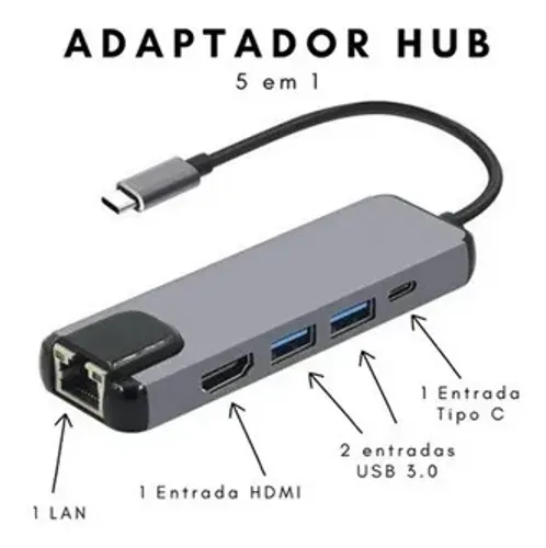 Hub Tipo-C para RJ45/HDMI/USB 3.0/PD 4K MTV724 - Tomate