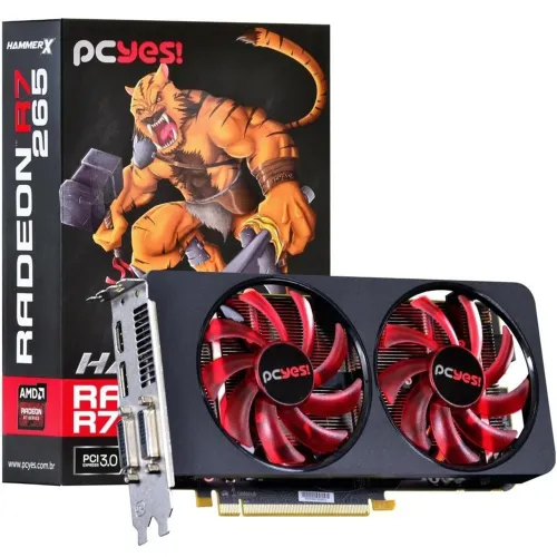 Placa de Vídeo VGA AMD PcYes RADEON R7 265 2GB GDDR5 256Bits