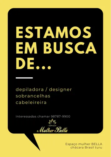Vaga para cabeleireira manicure depiladora/ designer de sobrancelha 