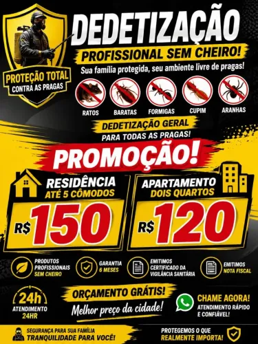 Dedetização residência apartamento começio
