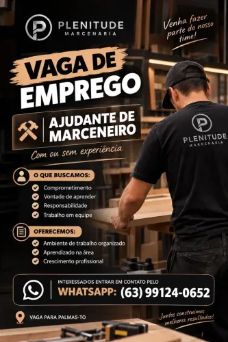 Vaga de emprego , auxiliar de marcenaria