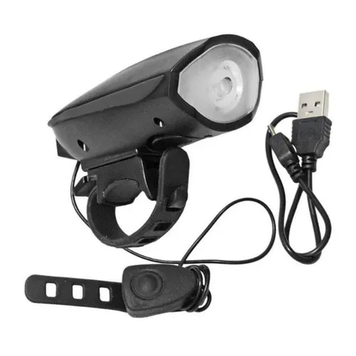 Farol Para Bicicleta com Buzina Bike Led Iluminação Noturna Recarregável 8369