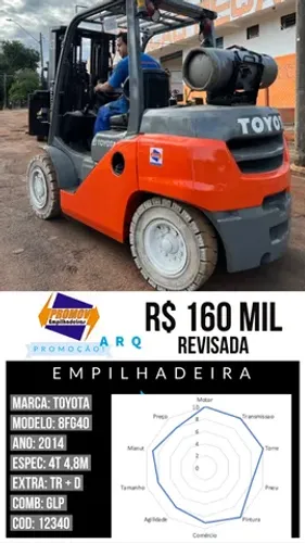 Empilhadeira Toyota 8FG40 4t triplex 2016
