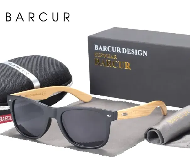 Barcur óculos de sol de bambu polarizado,uv400 dos homens e mulheres, madeira original