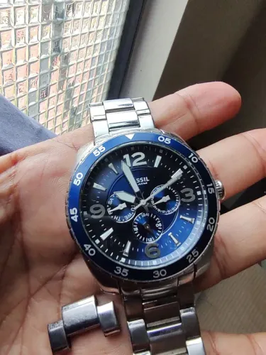 Relógio Fossil multi calendário BQ-9373 Azul, raro muito novo e lindo.