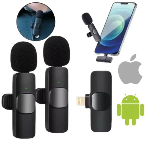 Microfone Lapela Duplo para Celular Smartphone Tipo C e iPhone- Alta Qualidade de Som!