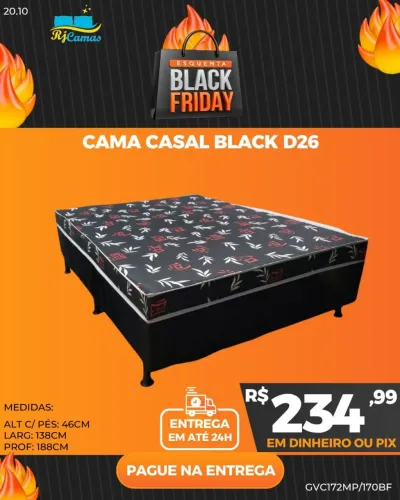Cama box Black D26 CASAL, VIÚVA ou SOLTEIRÃO(Pague na entrega)