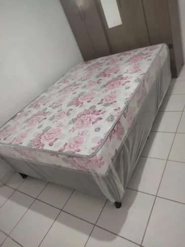 Cama Box Casal com Colchão Molas Bonnel 