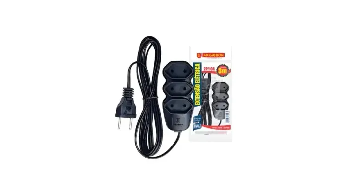 Extensão Elétrica 3 Metros Megatron Preto