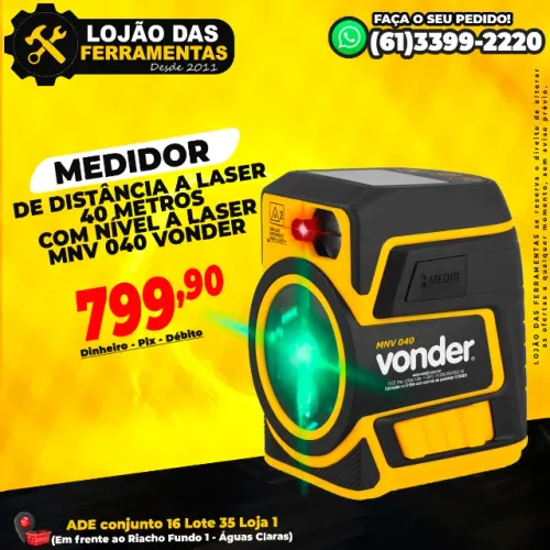 Medidor de Distância a Laser 40 Metros Com Nível a Laser MNV 040 Vonder