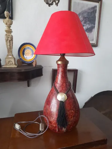 Abajur vintage de cerâmica pintado