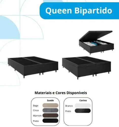 Cama Box Baú Queen - Bipartido - R$:1599,00
