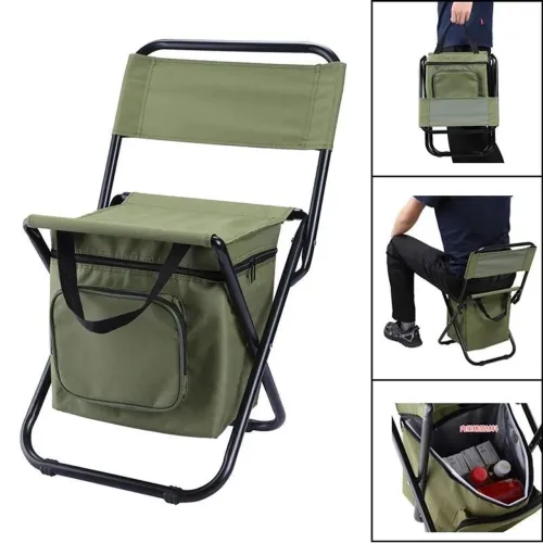 Cadeira dobrável com cooler portátil para camping
