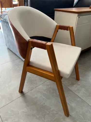 Cadeira Poltrona Linho com Courino NOVO PRONTA ENTREGA 