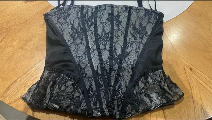 espartilho/corset cetim e renda P Planet Girl