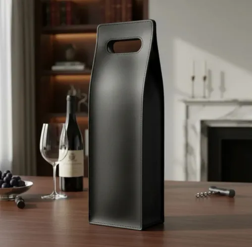 Porta vinho em couro sintético luxo para presentear novo