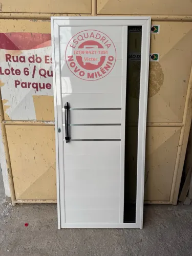 Porta de alumínio completa para entrada sala 80x210