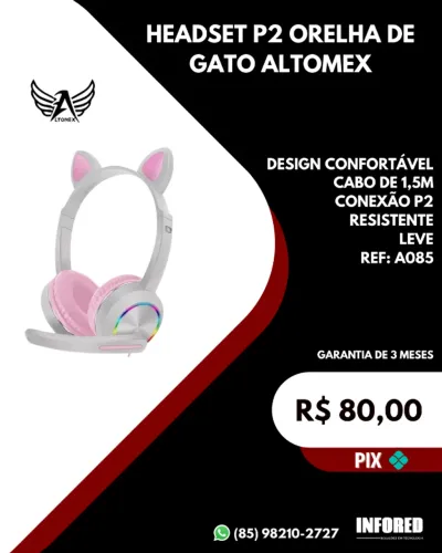 Headphone P2 orelha de gato Altomex A085