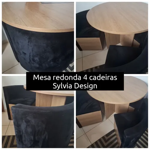 Mesa redonda pizza com 4 cadeiras - Sylvia Design