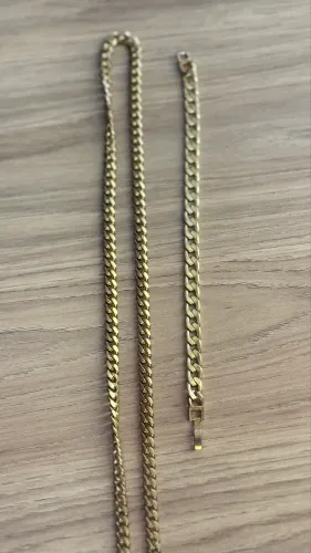 Corrente e pulseira banhada ouro