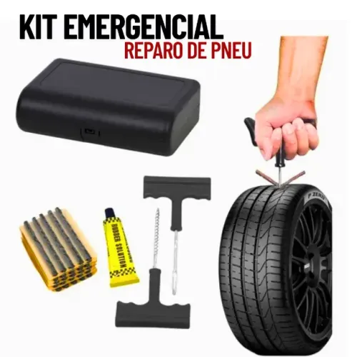 Kit Socorro para Remendo de Pneu Carro Sem Câmara Com Case _ AU32