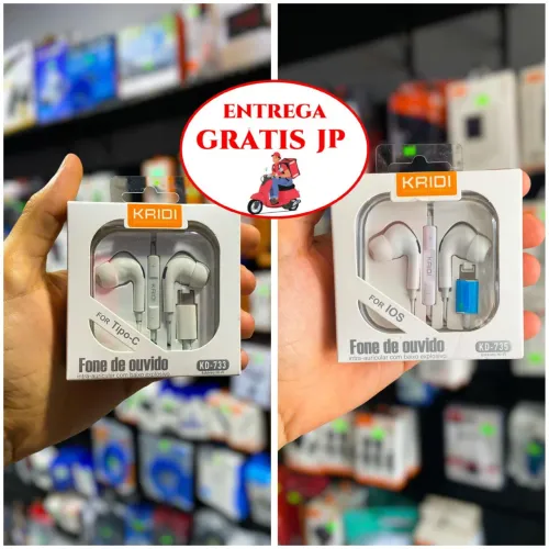 Fone de Ouvido Intra-auricular KAIDI - Tipo C e iOS