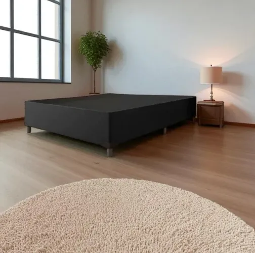 promoção Base Box casal Suede Preto