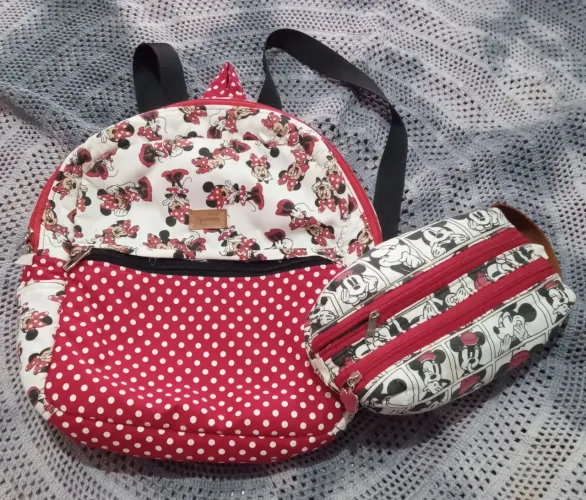 Mochila e Estojo Escolar Mickey&Minnie