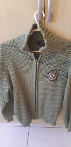 Casaco de malha Zíper Verde Masculino