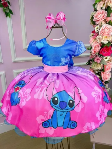 vestido temático infantil menina lilo aniversário festa personagem